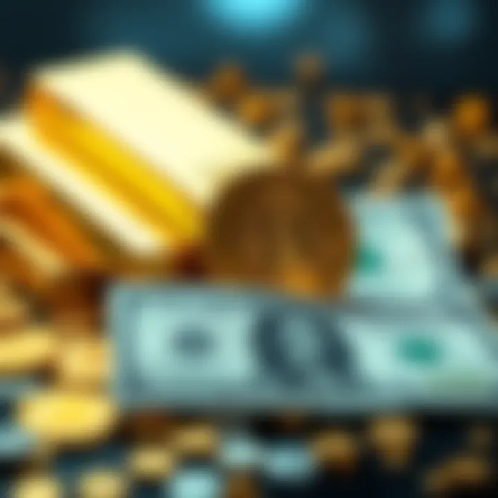 A visual representation of gold bars and the US dollar symbolizing gold monetization and its impact on the economy.