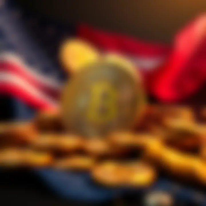 A graphic showing the US government symbol and Bitcoin coins, representing 198,000 BTC worth $23 billion