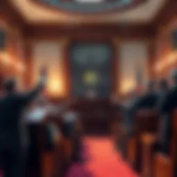 US Senate chamber with officials celebrating the passing of the stablecoin legislation