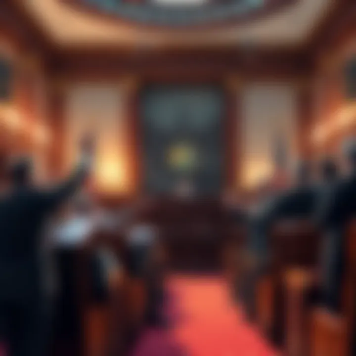 US Senate chamber with officials celebrating the passing of the stablecoin legislation