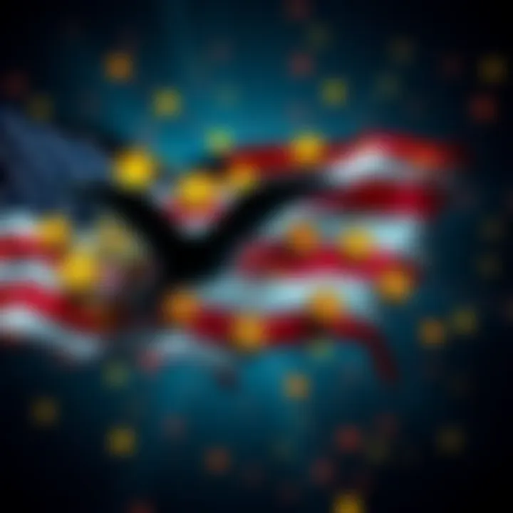 Representation of the USA flag with Bitcoin symbols, showing the shift to digital currency reserves
