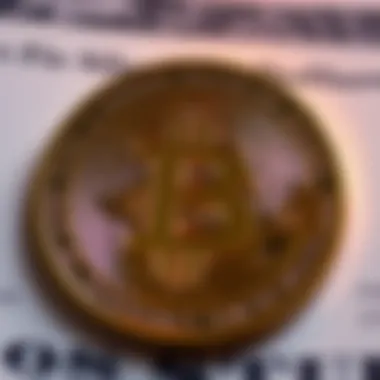 Visual representation of the US dollar symbol merging with Bitcoin symbol, showing financial integration
