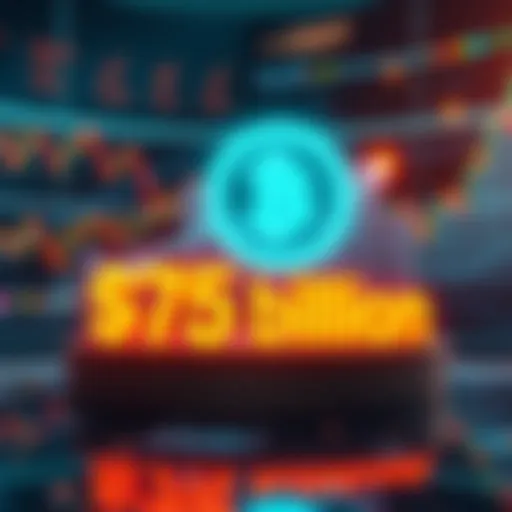 A graphic representation showing the dramatic increase in USDT supply to 175 billion, with market charts and cryptocurrency symbols in the background.