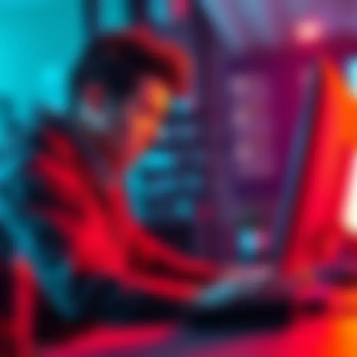 Person looking frustrated while using a computer, seeking help on an online forum about a trading bot scam.