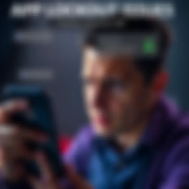 A person looks at their phone with a worried expression, frustrated by login issues with an app, surrounded by messages about failed login attempts.