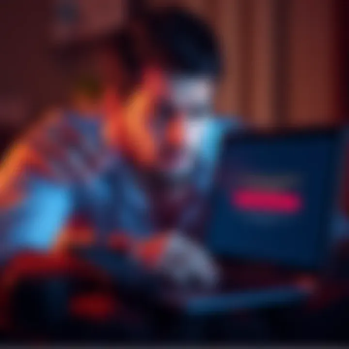 A person looking frustrated while trying to log in to their laptop, showing their phone in one hand and the laptop screen displaying an error message.