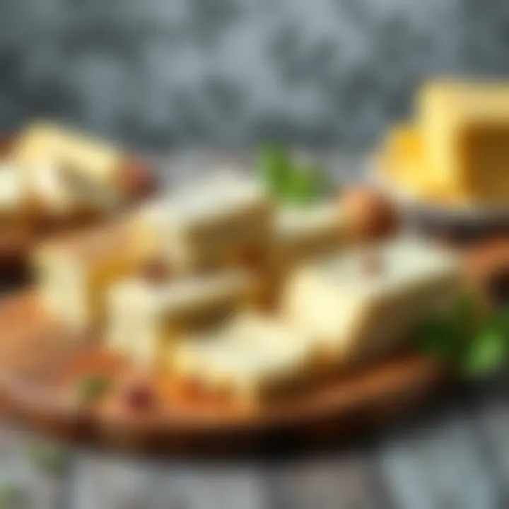 Different butter flavors displayed on a wooden board, highlighting modern culinary trends with herbs and spices