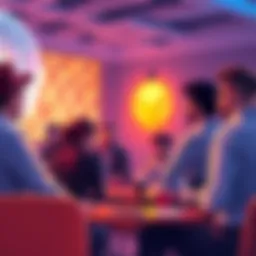 A group of people engaging in a discussion about blockchain technology, sharing ideas and insights in a community setting.