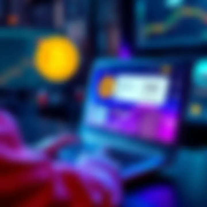 A person using a laptop to check Bitcoin signature verification sites, showing a Bech32 address and balance information on the screen.