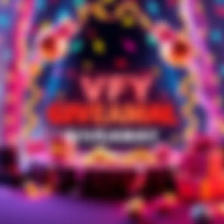 A colorful graphic celebrating the VFY token giveaway with festive decorations and 34,090 VFY tokens illustrated