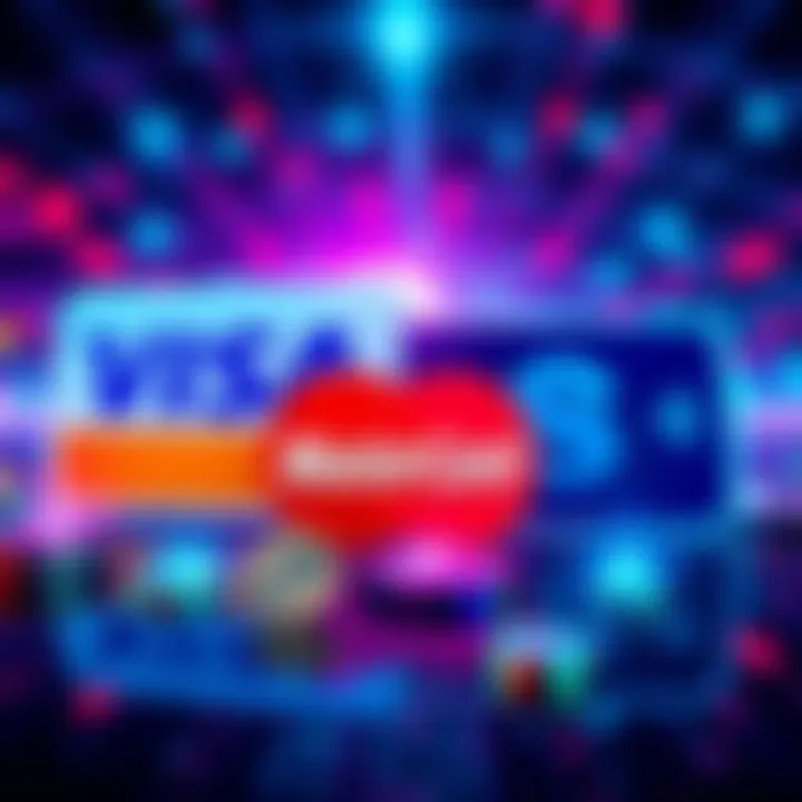 Visa and Mastercard logos with digital currency symbols around them, representing competition with stablecoins