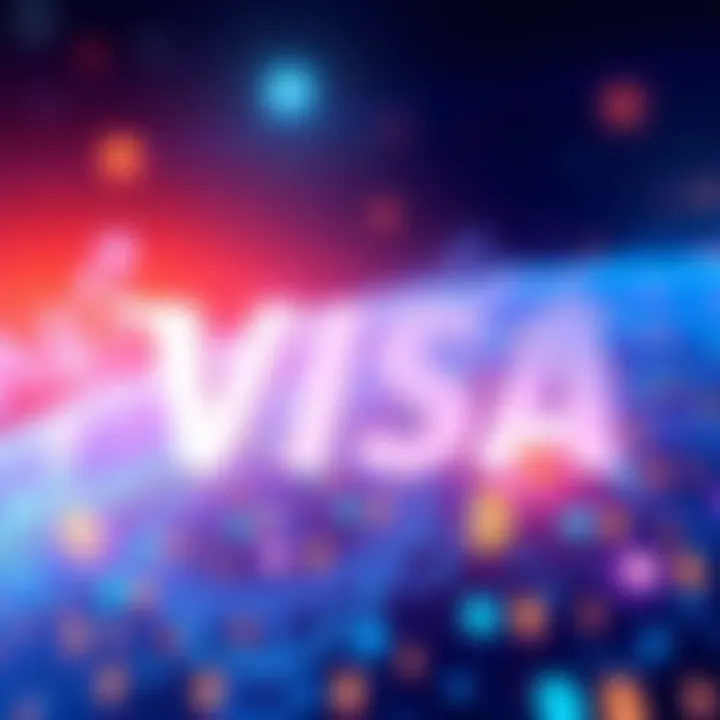 Visa logo with digital currency symbols indicating global payments