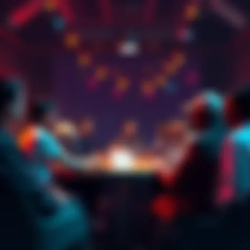 A community meeting scene where people discuss improvements in the voting process and contest prizes, with a focus on engagement and fairness.