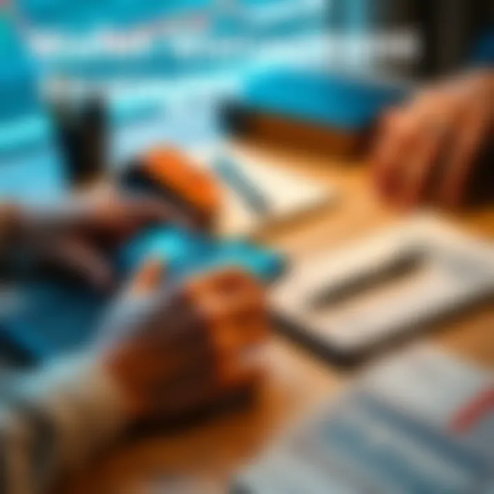 A person analyzing finances and planning wallet strategies with a calculator, notepad, and wallet on a desk.
