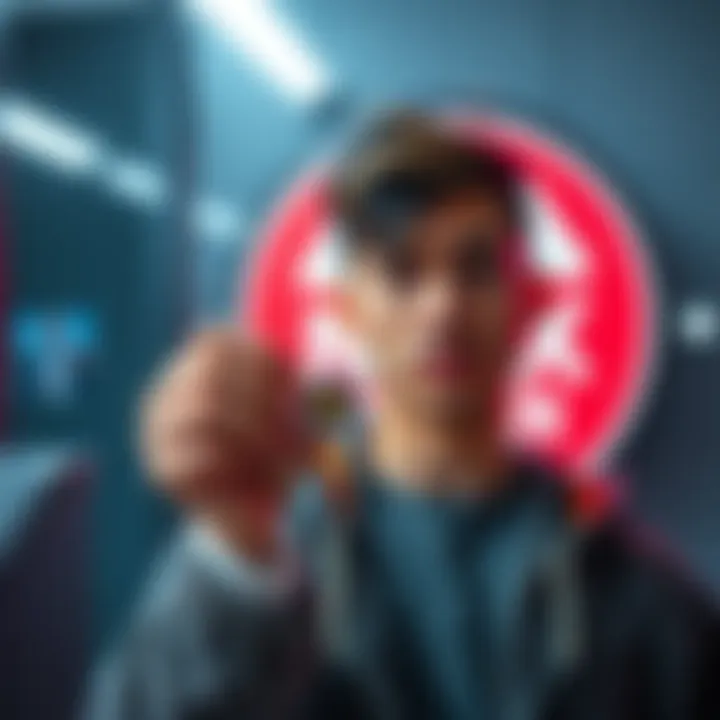 A person looking concerned while holding a Nano X device with a warning sign in the background
