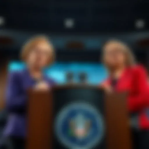 Senators Elizabeth Warren and Elissa Slotkin stand at a podium, addressing concerns about the WLFI deal and advocating for an investigation.