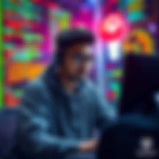 A beginner web developer from India looking for a teammate for a hackathon, surrounded by code and creative ideas.