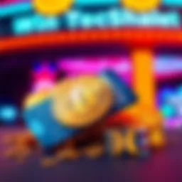 A promotional graphic showcasing Bitcoin and Las Vegas event tickets with a vibrant background