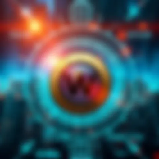 Graphic showing Worldcoin logo alongside an illustration of an iris scan technology for identity verification