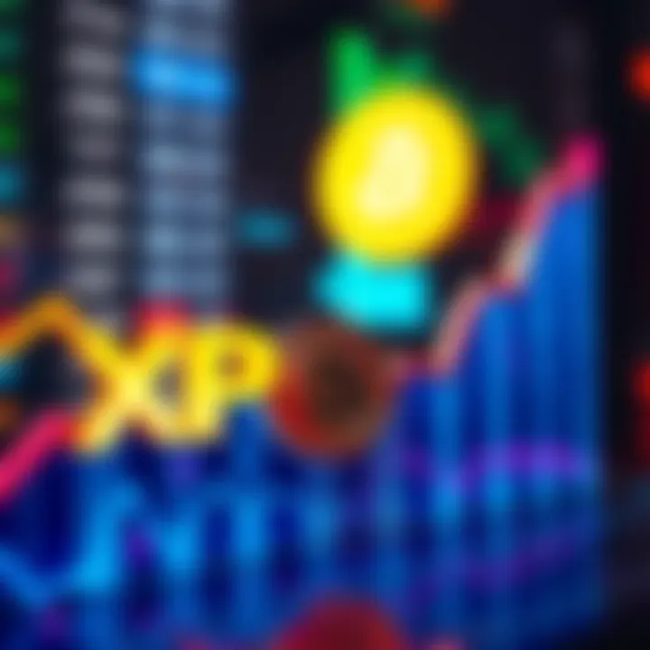 A graph showing XRP and Bitcoin prices rising, with arrows indicating upward trends, symbolizing potential market growth and institutional interest.