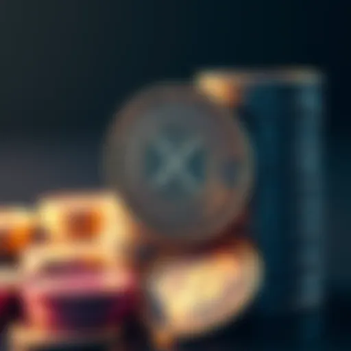 A close-up view of stacked XRP coins, representing the elite group of holders in cryptocurrency.