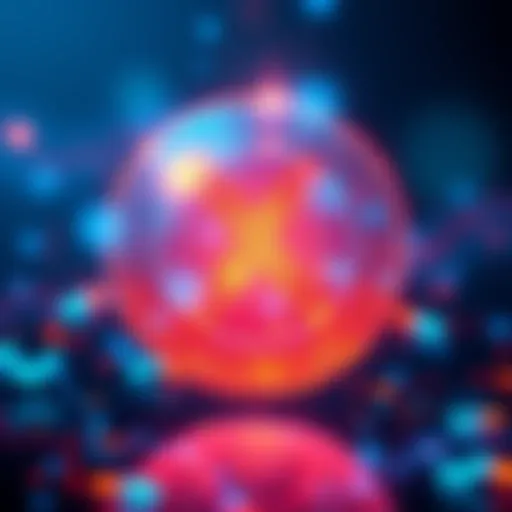 Visualization of XRP cryptocurrency logo with digital financial symbols