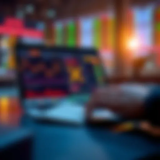 A person analyzing different cryptocurrency exchanges on a laptop, with charts and XRP logo visible on the screen.