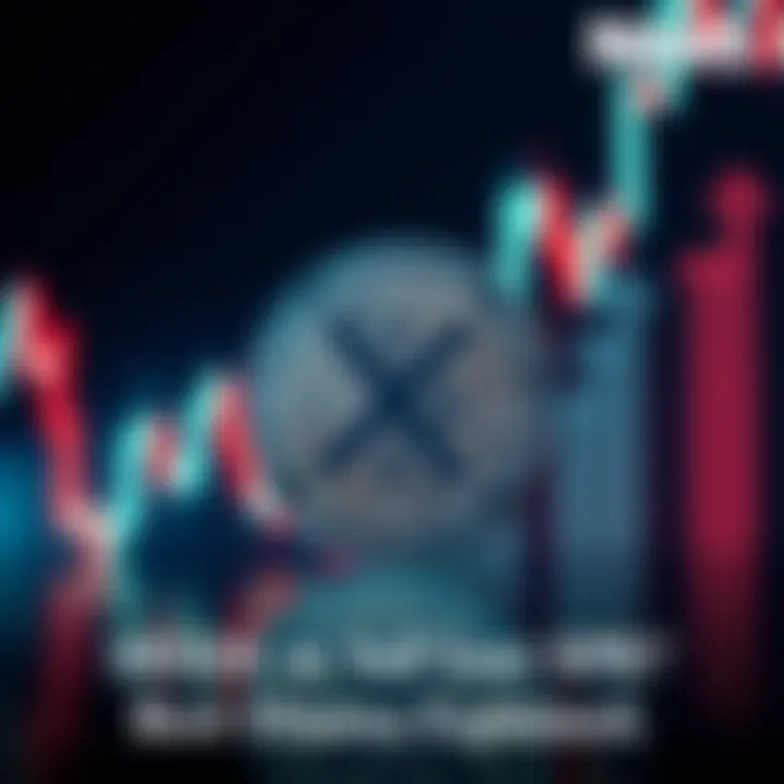 A visual of an XRP coin in front of a graph showing price fluctuations, representing investment decisions