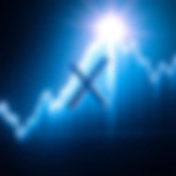 XRP logo in front of a rising graph, symbolizing market growth amid fluctuations