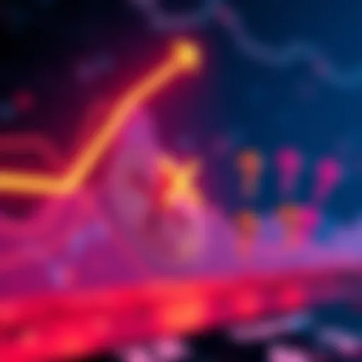 A graphic showing a rising trend line with a digital coin representing XRP, surrounded by question marks about its future value.