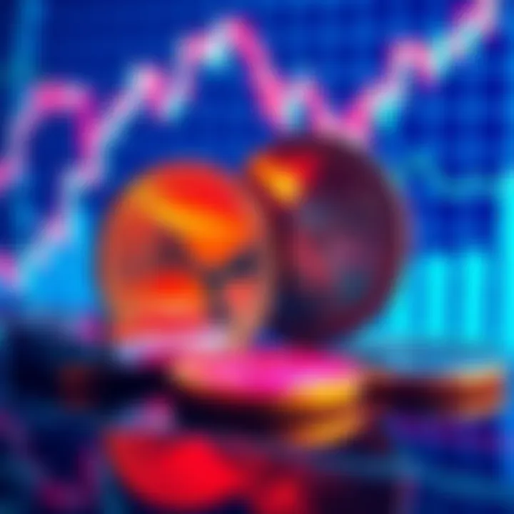 XRP coins with fluctuating price chart background, showing potential for growth or stability.