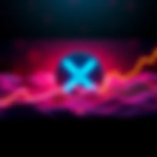 A digital representation of the XRP cryptocurrency logo with a rising graph line, symbolizing potential price increase amidst economic uncertainty.