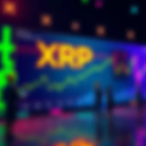 Chart showing XRP price predictions varying from $15 to $50, with a graph and discussions among enthusiasts.