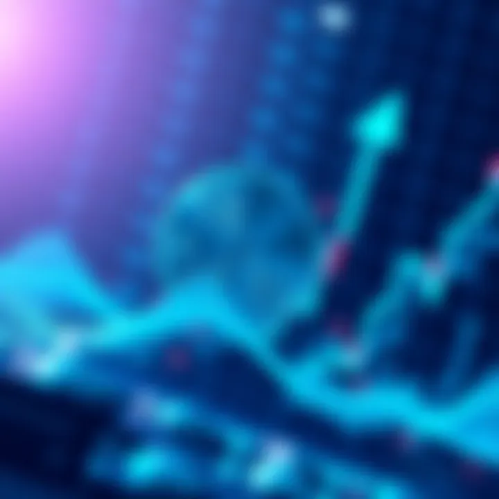 A digital representation of XRP cryptocurrency with an upward trend graph in the background, symbolizing potential price increase and growth in adoption.