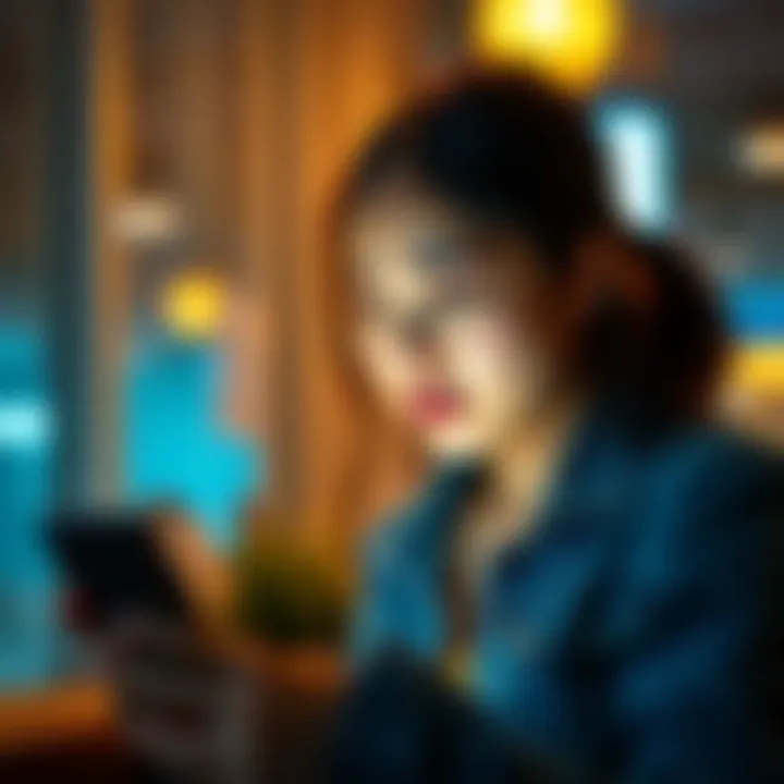 A 24-year-old woman looking at her phone, visibly distressed after falling for a crypto scam