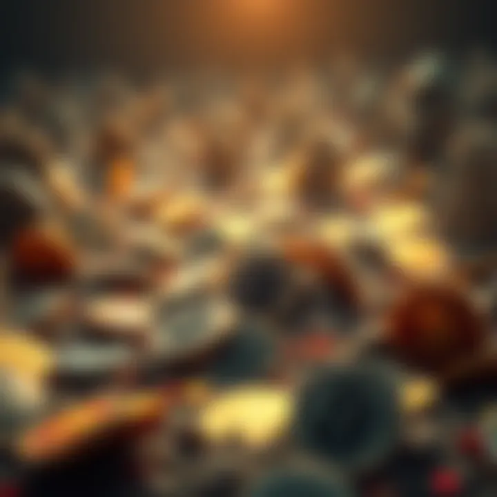 Illustration of dead coins with market caps, showing a digital graveyard of cryptocurrencies, some coins partially buried, symbolizing inactivity but high value.